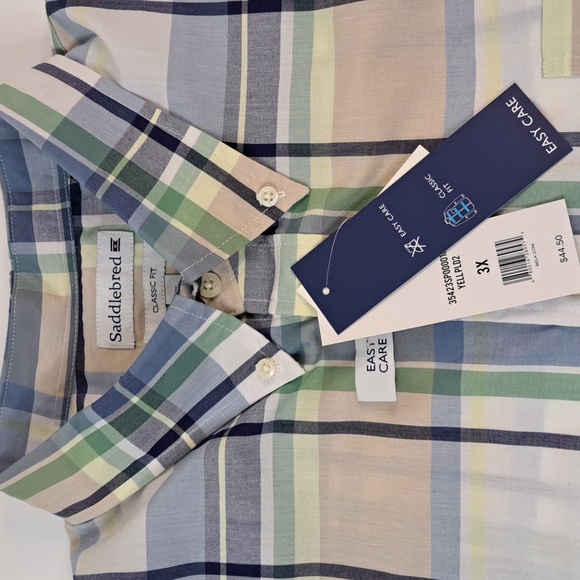 Saddlebred Men's Big & Tall Plaid Button Down Shirt 3X Easy Care - Picture 5 of 8